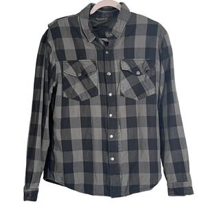Road Armor CE‎ Aramid Lined Motorcycle Riding Flannel Shirt Black Gray Plaid M